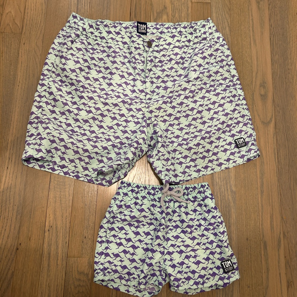 Tom & Teddy Mint and Purple Kangaroo Shorts